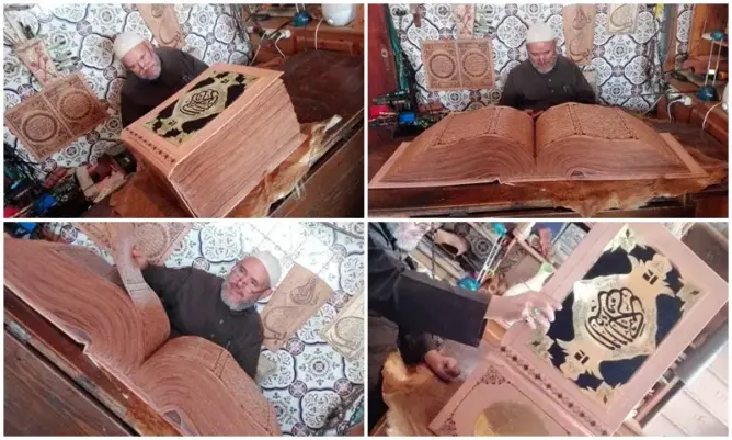 بعد خطه لمصحف بجلد ماعز.. خطاط مغربي يكشف نسخته النهائية (صور)