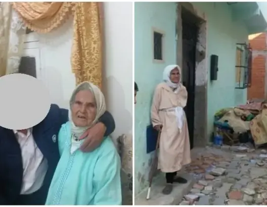 بعد حملة تضامن واسعة.. مسنة القصر الكبير تعود للبيت وابنها يعتذر (صور)