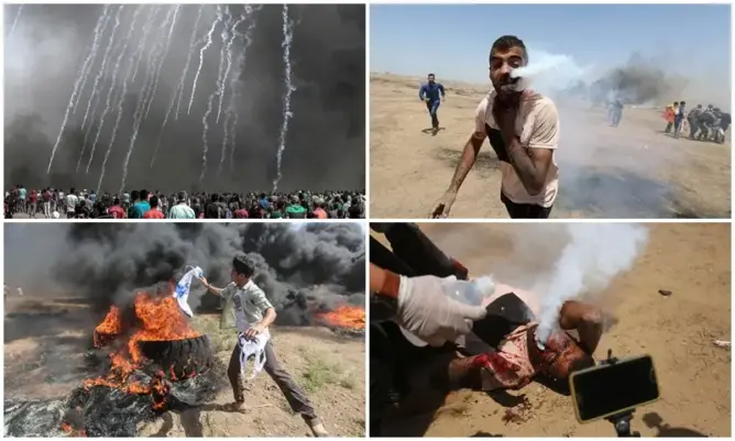 4 شهداء بغزة في “مليونية القدس”.. وقنبلة تخترق وجه شاب (صور)