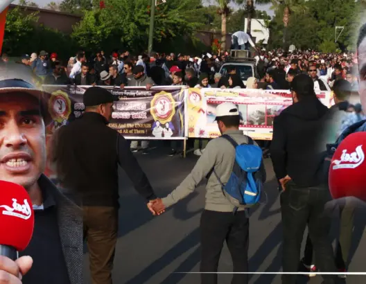 أساتذة متعاقدون يحتجون بمراكش ضد تهديدات الوزارة بطردهم (فيديو)