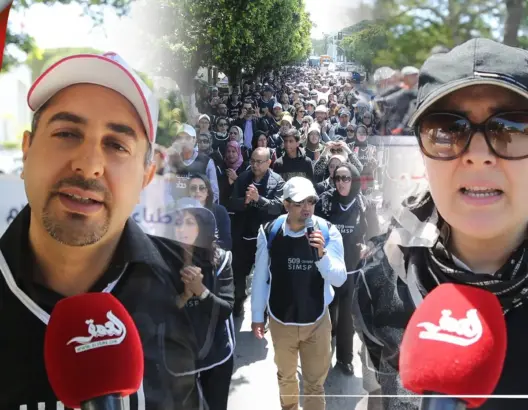 الأطباء يحتجون بالرباط في مسيرة “الحداد”