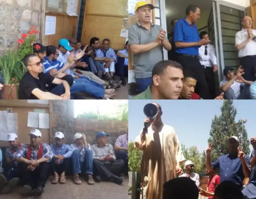 نقابيو أزيلال يعتصمون أمام مقر مديرية التعليم