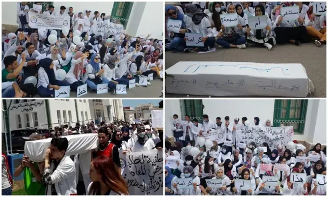 طلبة يُشيِّعون جنازة “التمريض” بتطوان .. ويدعون لـ”إسقاط التعاقد” (صور)