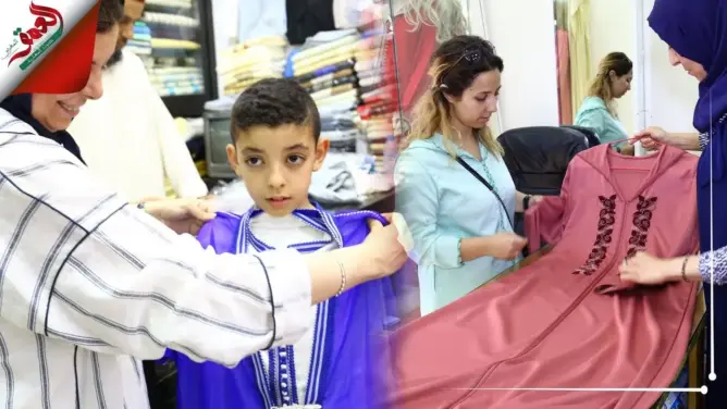إقبال كبير على اللباس التقليدي والحلويات.. هكذا يستقبل المغاربة العيد (فيديو)
