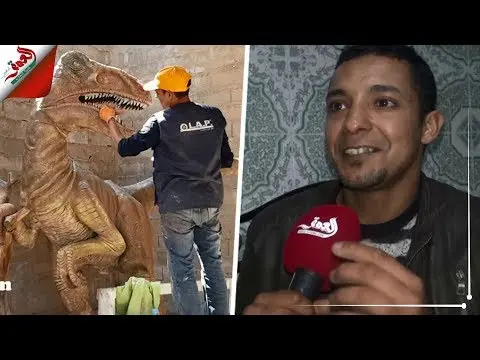 عبد العزيز.. نحات أبدع في صنع مجسمات ديناصورات وحيوانات نادرة (فيديو)