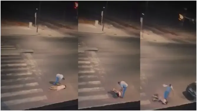 زوج يعنف زوجته بالشارع.. مصادر من الأمن توضح