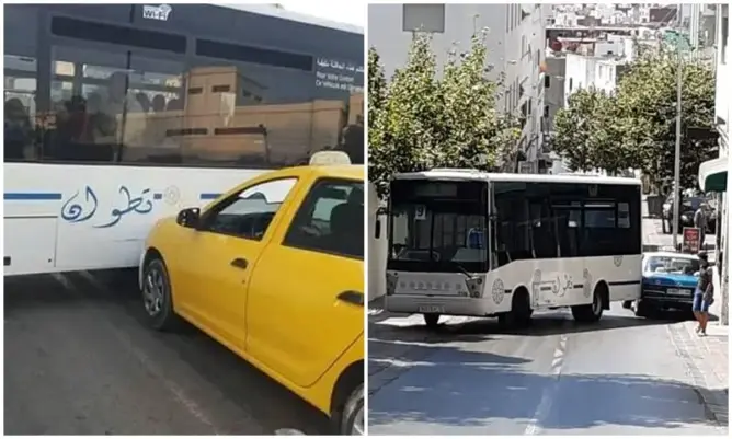 بعد احتراق حافلة صباحا .. حادثتين جديدتين لحافلتين بتطوان (صور)