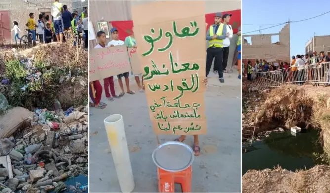 بعد وفاة طفل.. سكان بآسفي يستجدون المارة لشراء أنابيب الصرف الصحي (صور)