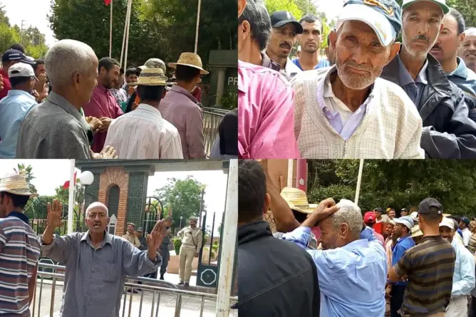في غياب عامل الإقليم.. ساكنة بأزيلال تحتج أمام مقر العمالة (فيديو)