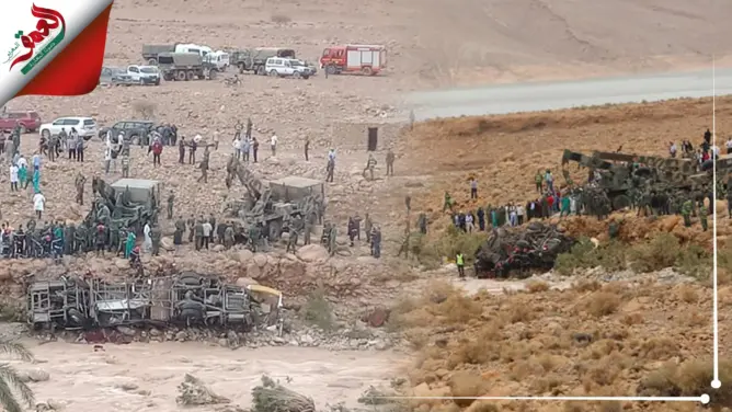 فاجعة الرشيدية .. لحظات انتشال هيكل الحافلة التي جرفها فيضان واد “الدرمشان” (فيديو)
