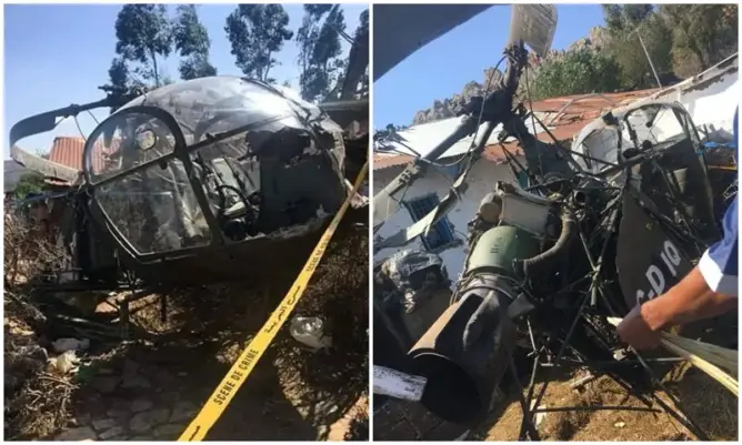 سقوط طائرة هيلوكبتر إسبانية فوق منزل بأصيلة .. والدرك يعتقل ربانها (صور)