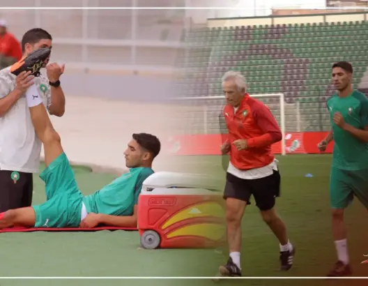 أشرف حكيمي يجري تداريب انفرادية استعدادا لمواجهة ليبيا (فيديو)