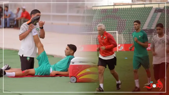 أشرف حكيمي يجري تداريب انفرادية استعدادا لمواجهة ليبيا (فيديو)