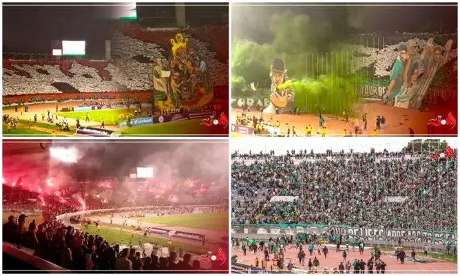 ‫تيفوات “خرافية” لجماهير الرجاء والوداد في “الديربي العربي” (فيديو)