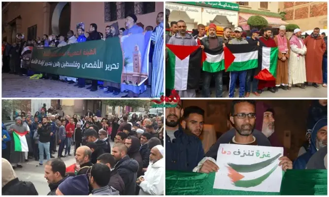 العدوان الإسرائيلي على غزة يخرج احتجاجات في 20 مدينة مغربية (صور)