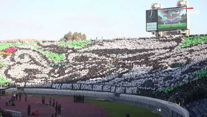 تيفو جماهير الرجاء في “الديربي” (فيديو)