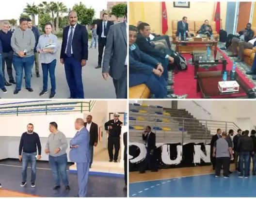 “الكاف” يتفقد المنشآت الرياضية التي ستحتضن بطولة إفريقيا لكرة القدم داخل القاعة بالعيون (صور)