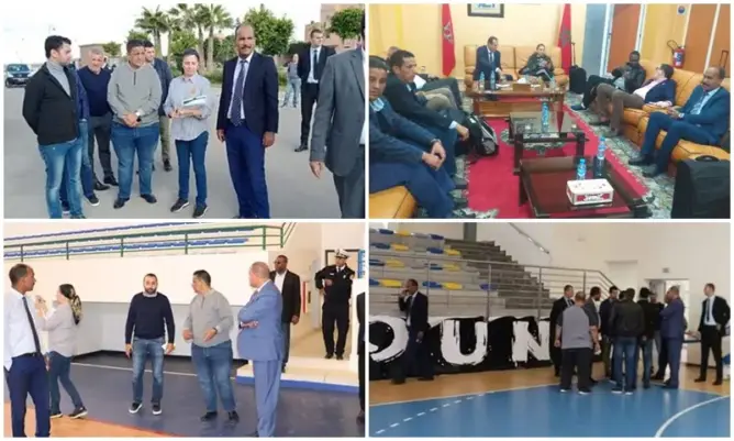 “الكاف” يتفقد المنشآت الرياضية التي ستحتضن بطولة إفريقيا لكرة القدم داخل القاعة بالعيون (صور)