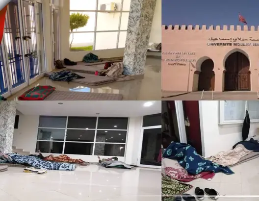 طلبة بكلية الآداب بمكناس يخضون اعتصاما مفتوحا .. والعميد يوضح (صور)