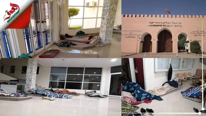 طلبة بكلية الآداب بمكناس يخضون اعتصاما مفتوحا .. والعميد يوضح (صور)