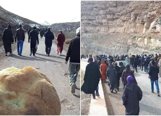 في مسيرة احتجاحية.. ساكنة “تيلمي” تنتفض ضد الفقر والتهميش (صور)
