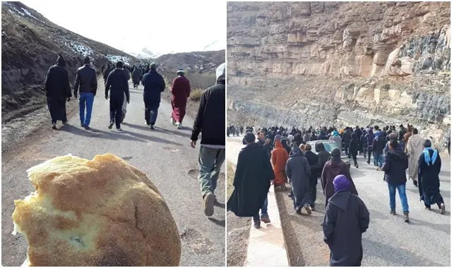 في مسيرة احتجاحية.. ساكنة “تيلمي” تنتفض ضد الفقر والتهميش (صور)