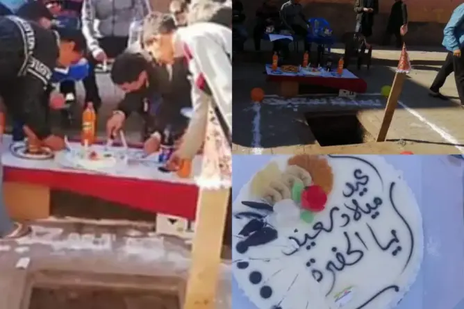 شباب بالفقيه بنصالح يحتفلون بمرور سنة على حفرة وسط الشارع