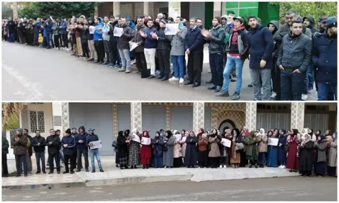 العدل والإحسان تحتج بوجدة بعد مرور عام على تشميع منزل الحساني (صور)