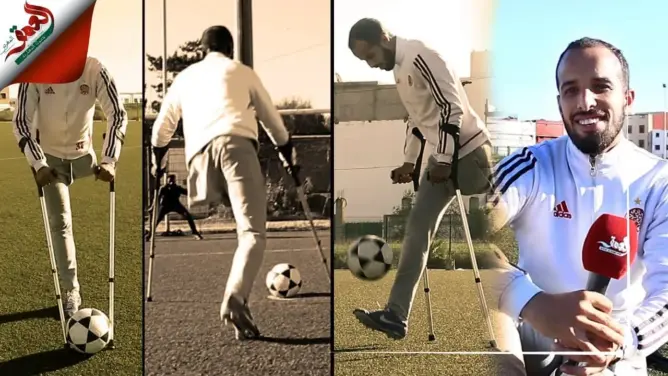 برجل واحدة.. شاب مغربي يداعب الكرة ببراعة ويطمح للاحتراف (فيديو)
