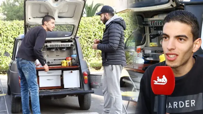 أنس.. شاب مغربي من الرباط يحارب البطالة بمشروع مقهى متنقل (فيديو)