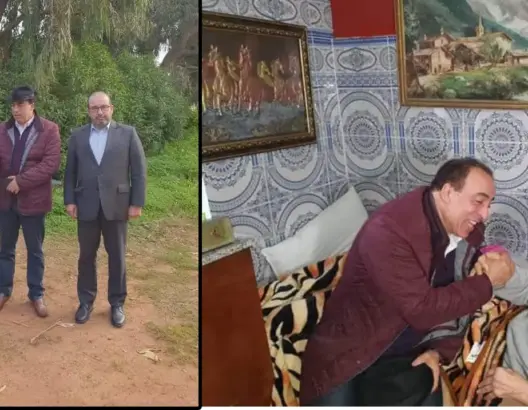 زاره في منزله.. عبيابة يطمئن على الوضع الصحي للفنان محمد الخلفي(صور)