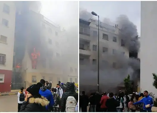 مصرع طفل في حريق مهول اندلع بشقة في مدينة سلا (فيديو وصور)