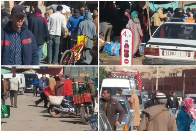 رغم الطوارئ.. إقامة سوق بالشارع العام بفم الجمعة بأزيلال (صور)