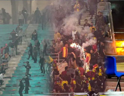 شغب وفوضى وأنصار الترجي يحرقون ملعب رادس وسط إشتباكات مع الأمن(فيديو)