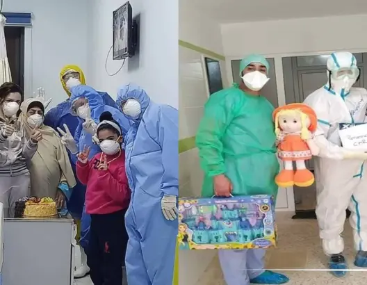 على طريقتهم الخاصة… أطباء يدخلون الفرحة في قلوب مرضى كورونا (فيديو)