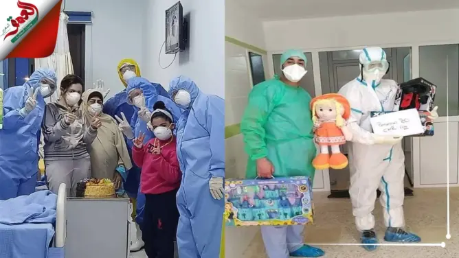 على طريقتهم الخاصة… أطباء يدخلون الفرحة في قلوب مرضى كورونا (فيديو)