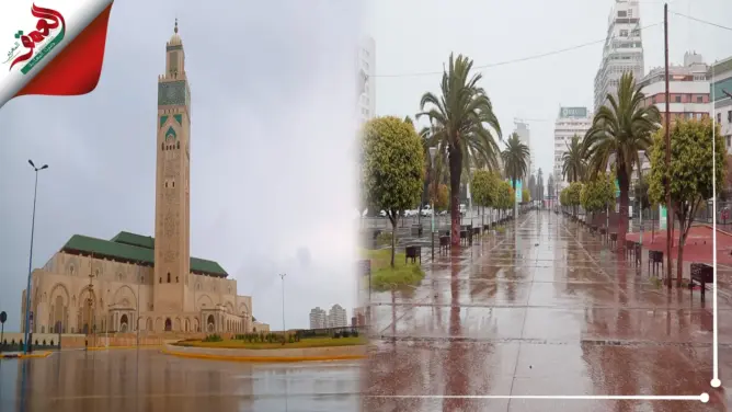 شاهد أمطار ورياح قوية تضرب العاصمة الاقتصادية الدار البيضاء (فيديو)