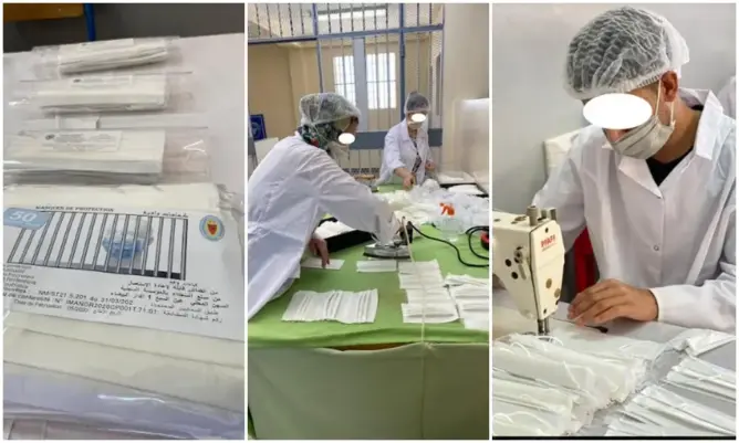 مقابل تعويضات.. نزلاء بـ21 سجنا مغربيا يصنعون 20 ألف كمامة يوميا (صور)