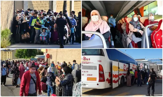 المغاربة العالقون بسبتة يعودون للوطن .. والسلطات تخضعهم للعزل بهذه المنطقة (فيديو وصور)