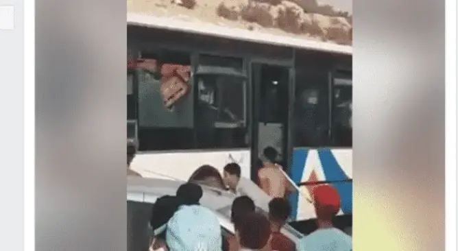 تخريب حافلة أكادير