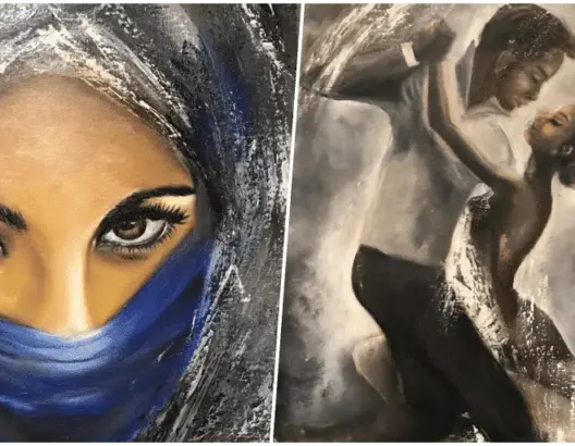 علقت بإسبانيا .. تشكيلية مغربية تُحوّل محنة الجائحة إلى لوحات إبداعية (صور)