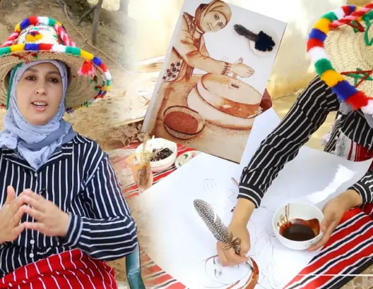 ترسم بماء الزيتون.. زهرة مغربية من المغرب العميق تبدع بطريقة استثنائية (فيديو)