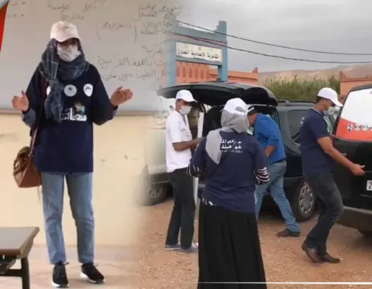 بدعم من سفارة بريطانيا.. قافلة تحسيسية تحارب “كورونا” والهدر المدرسي بجبال تنغير (فيديو)