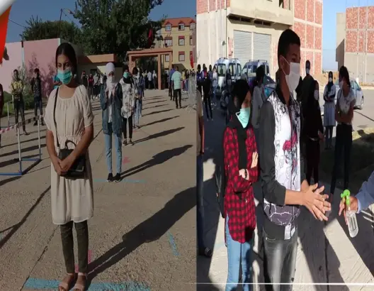 خوفا من فيروس “كورونا”.. هكذا يتم استقبال تلاميذ ثانوية بالحاجب (فيديو)
