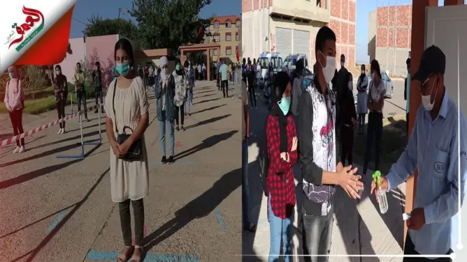 خوفا من فيروس “كورونا”.. هكذا يتم استقبال تلاميذ ثانوية بالحاجب (فيديو)