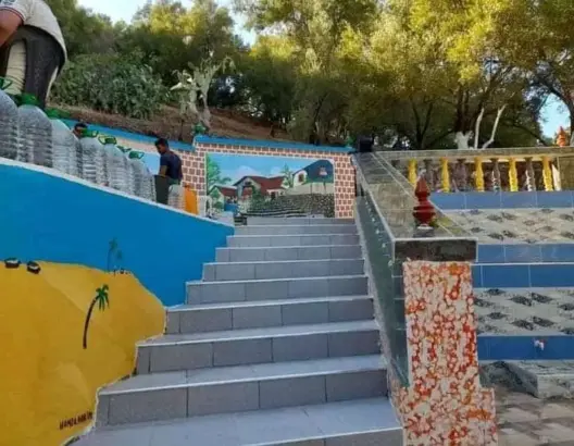 سكان قرية بتاونات يرممون منبع ماء ويحولنه للوحة بديعة