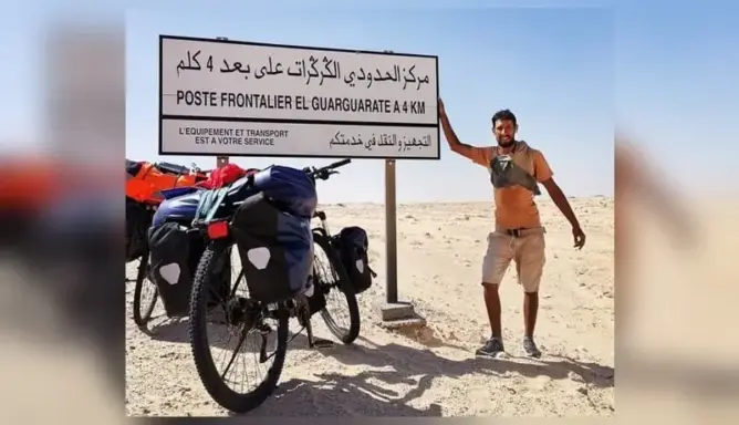 من فاس إلى الكركرات.. شاب يحكي لـ”العمق” تفاصيل رحلته الطويلة على متن دراجة هوائية (صور)