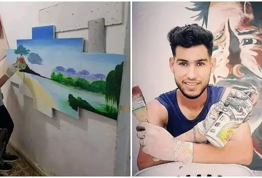 حمزة حكيم، طالب جامعي ورسام بتاونات