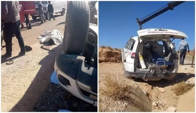 بولمان في حداد.. “العمق” تروي تفاصيل انقلاب سيارة إسعاف ووفاة 3 أشخاص (صور)