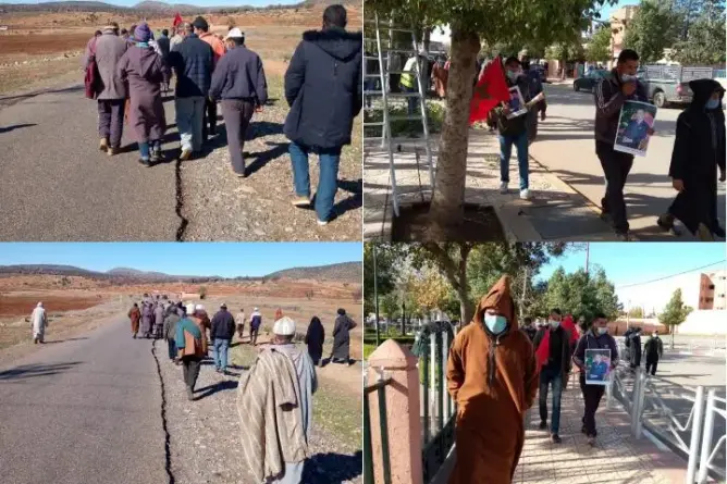 مقلع للحجارة يدفع ساكنة بأزيلال للخروج في مسيرة ومحتجون يدعون لفتيت للتدخل